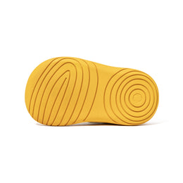 Yellow EBMINI AERO rubber outsole showing circular tread pattern