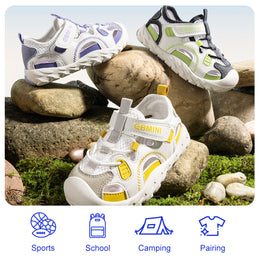 EBMINI APEX sandals in purple, green, and yellow colorways