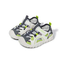 EBMINI APEX green closed-toe sport sandals, angled pair view
