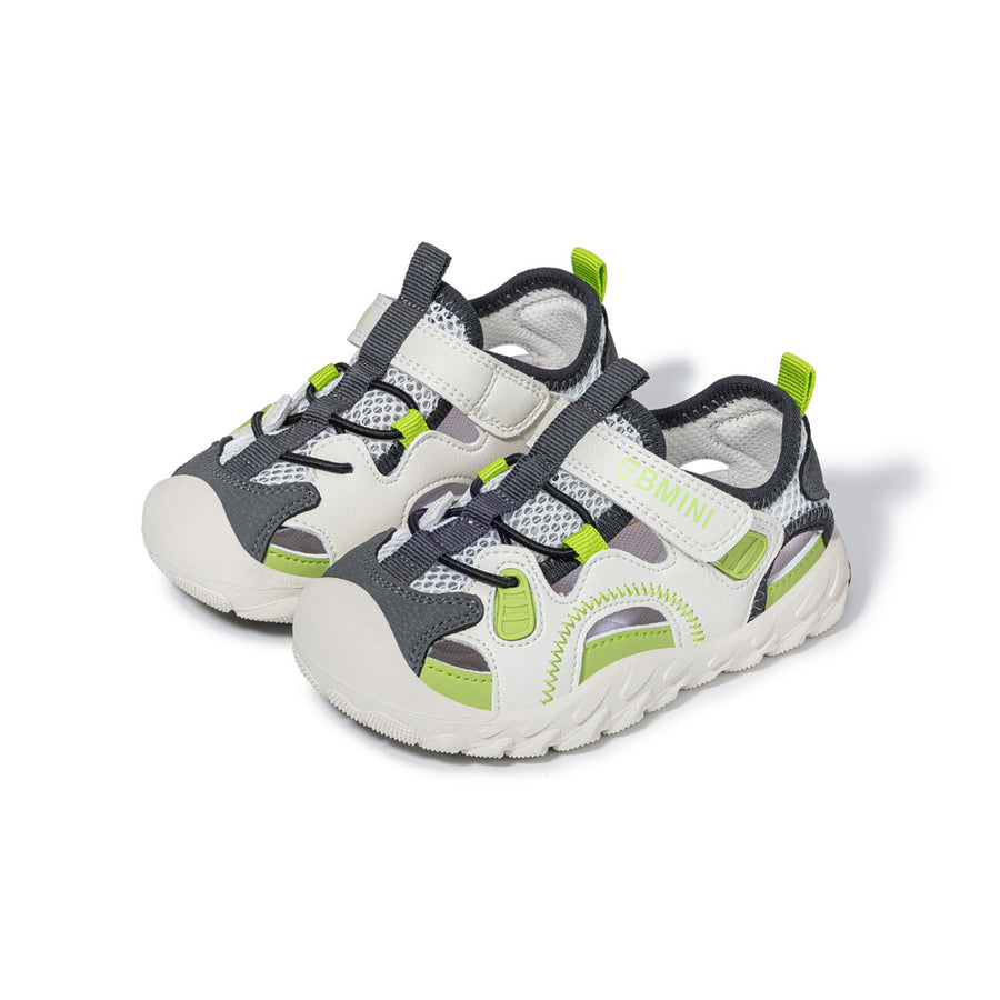 EBMINI APEX green closed-toe sport sandals, angled pair view