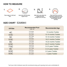 EBMINI ARC size chart for US sizes 4C to 9.5C