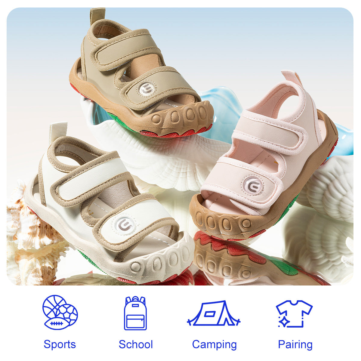 EBMINI ARCH beige pink and white toddler sandals