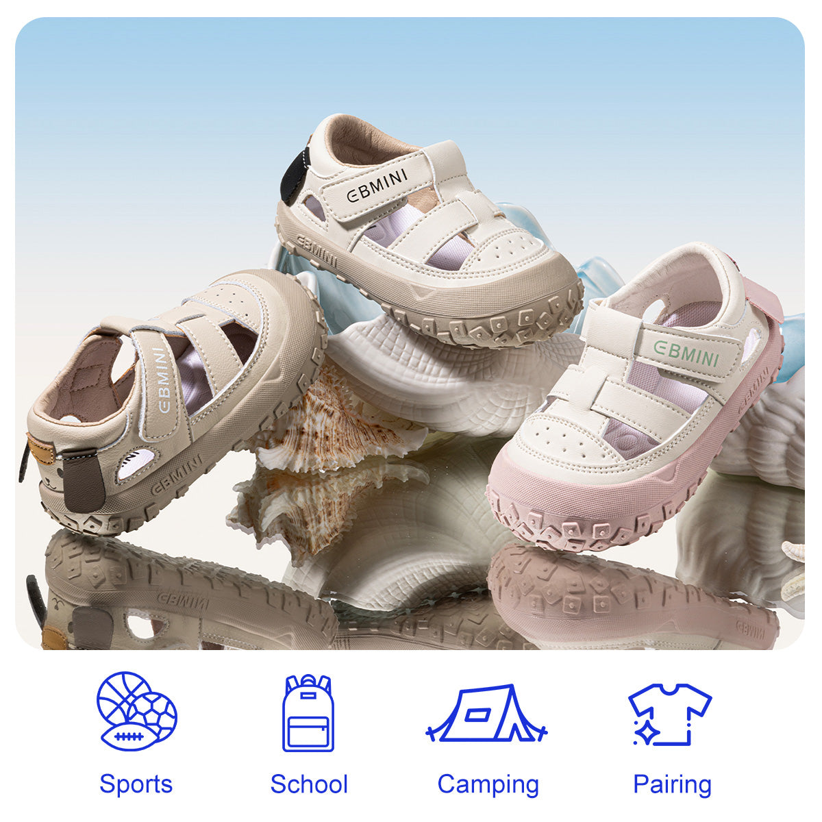 EBMINI ATHENS beige pink and white toddler sandals