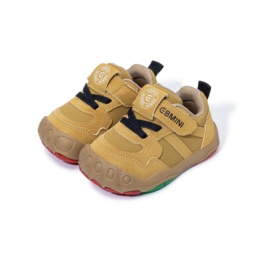 EBMINI BADGE barefoot toddler sneakers with retro badge-patch color blocking