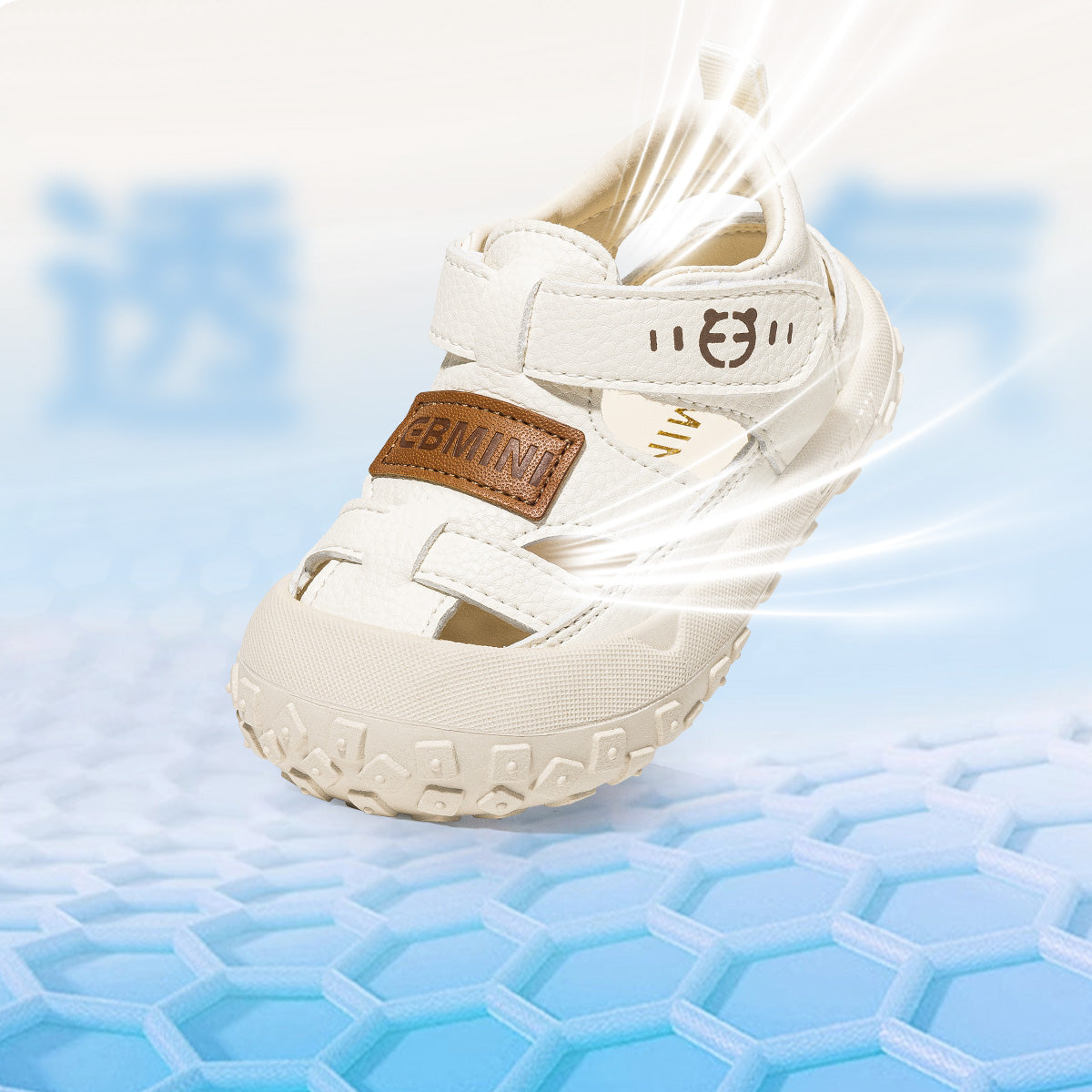 EBMINI BAMI easy-on sandals with a secure hook-and-loop strap