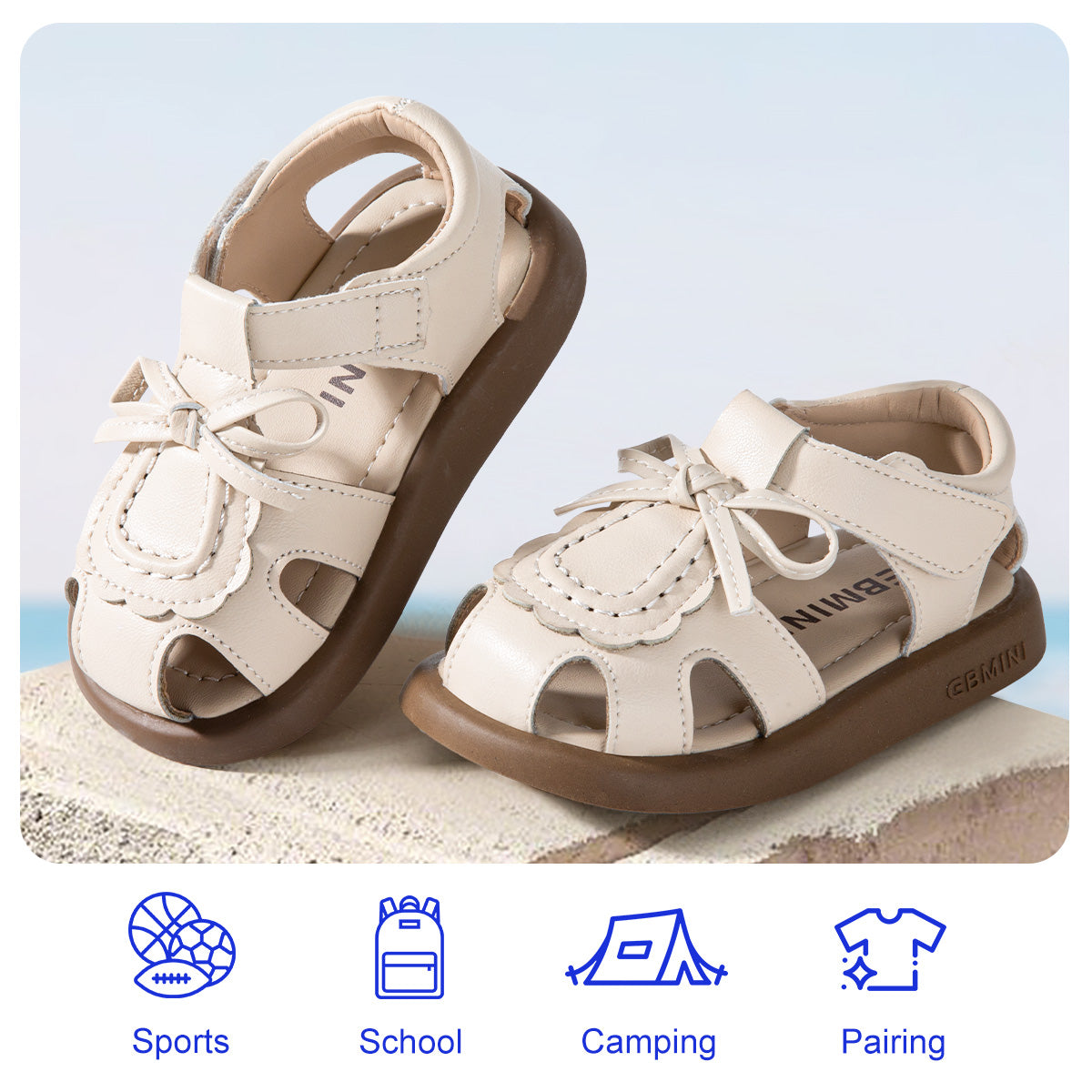 EBMINI BELLE pink and white sandals with decorative bows