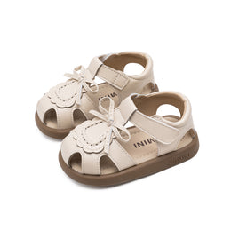 EBMINI BELLE barefoot toddler sandals with bow and scalloped details