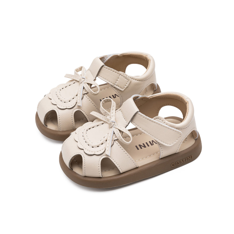 EBMINI BELLE barefoot toddler sandals with bow and scalloped details