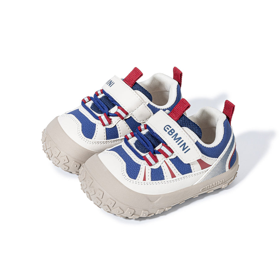 EBMINI BOLD barefoot toddler sneakers with British-inspired geometric color blocking
