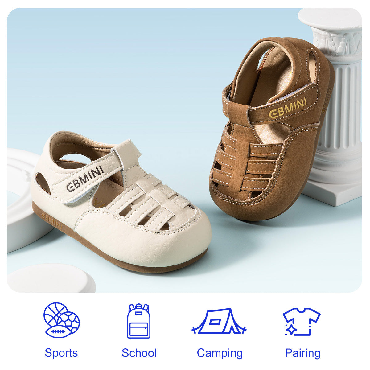 EBMINI CAPRI brown and white classic toddler sandals