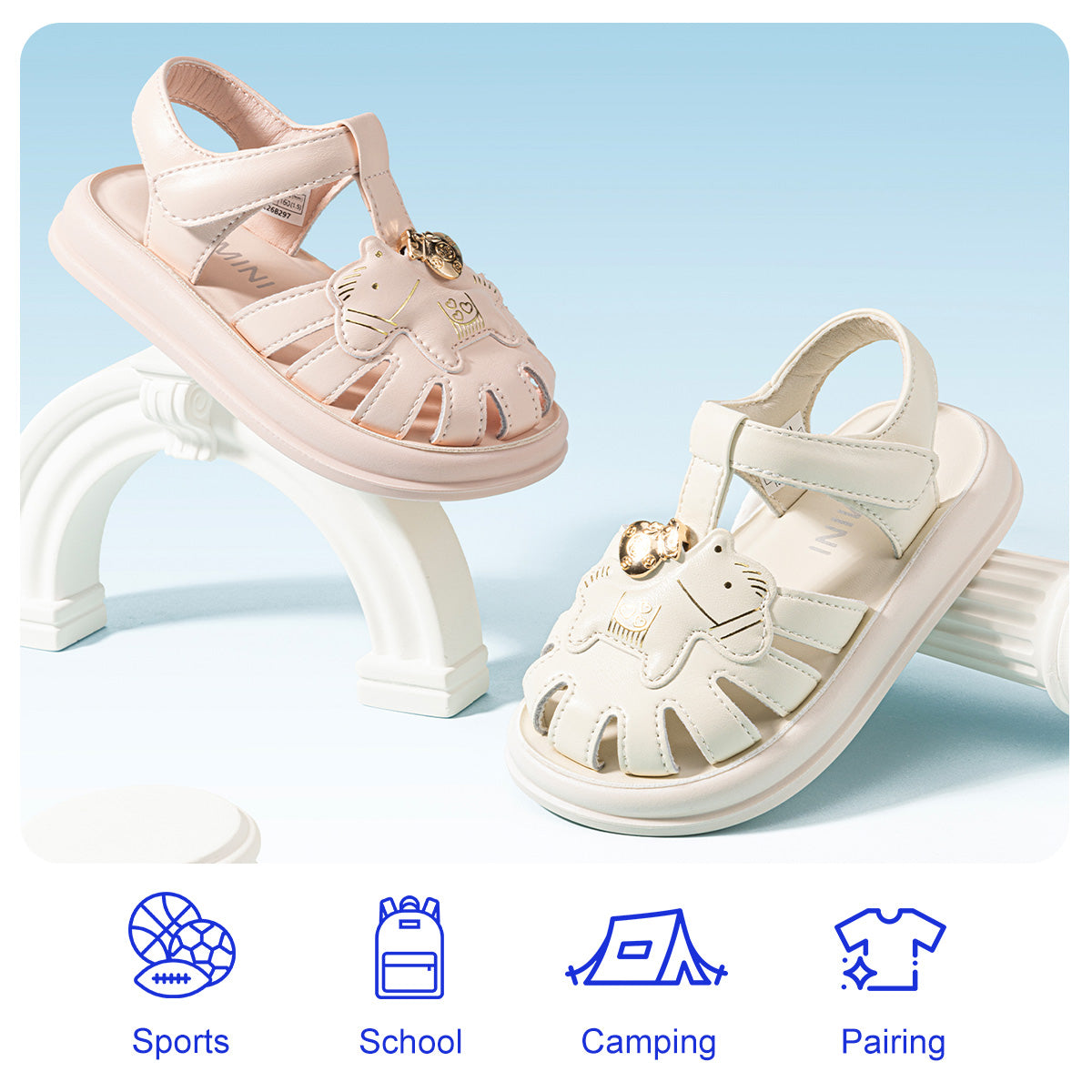 EBMINI CHARM pink and white toddler sandals