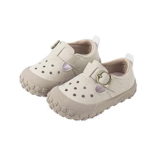 EBMINI CLASP barefoot toddler sneakers with a gold Mary Jane design