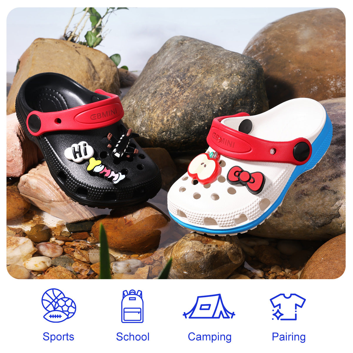 EBMINI CLOG black pink and purple shoes for children
