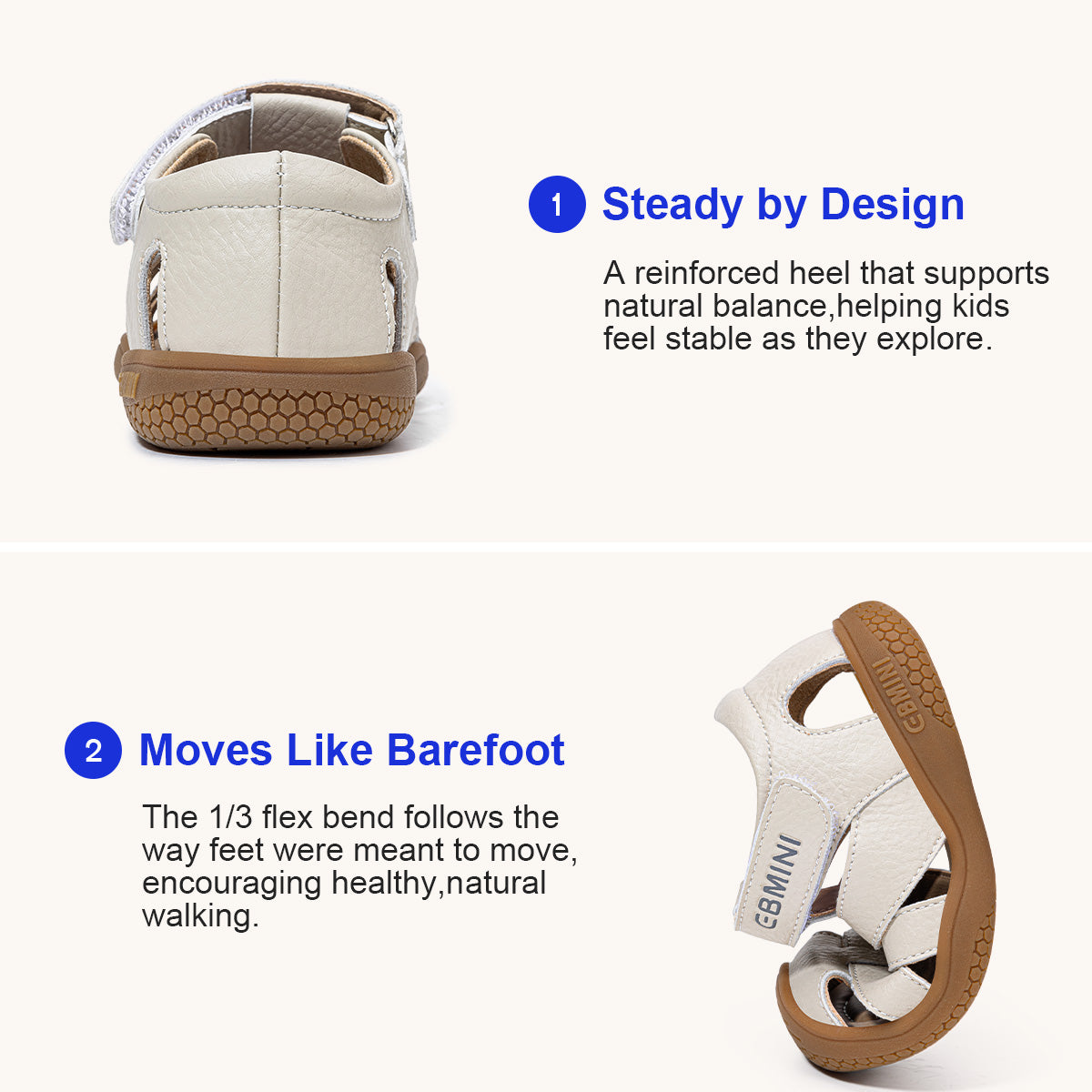 EBMINI COVE non-slip sandals with a honeycomb sole