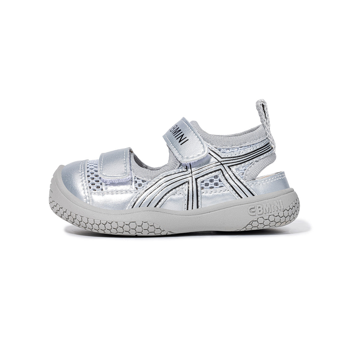 EBMINI CROSS mesh toddler sandals with X-stitch accents