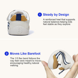 EBMINI CUBBY wide toe first walker sneakers upper construction detail