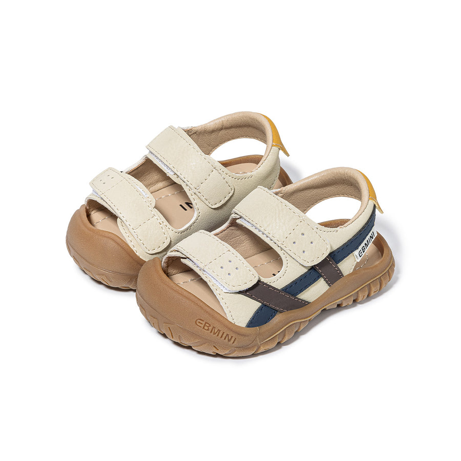 EBMINI DASH barefoot toddler sandals with a retro colorblock design
