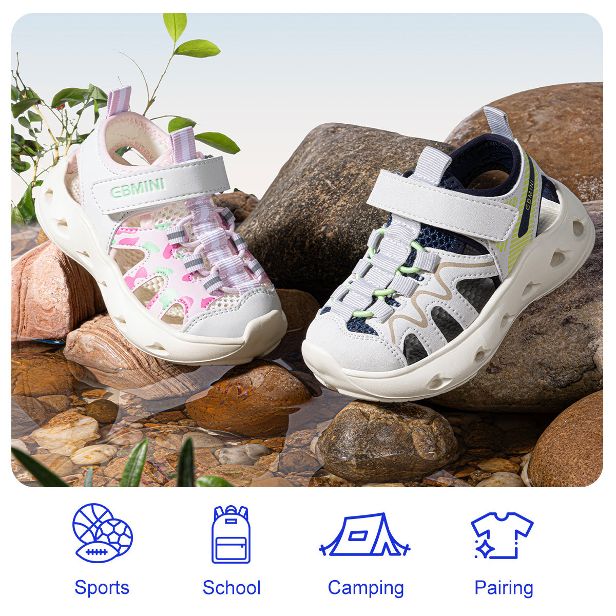 EBMINI DRIFT blue and pink water sandals for children