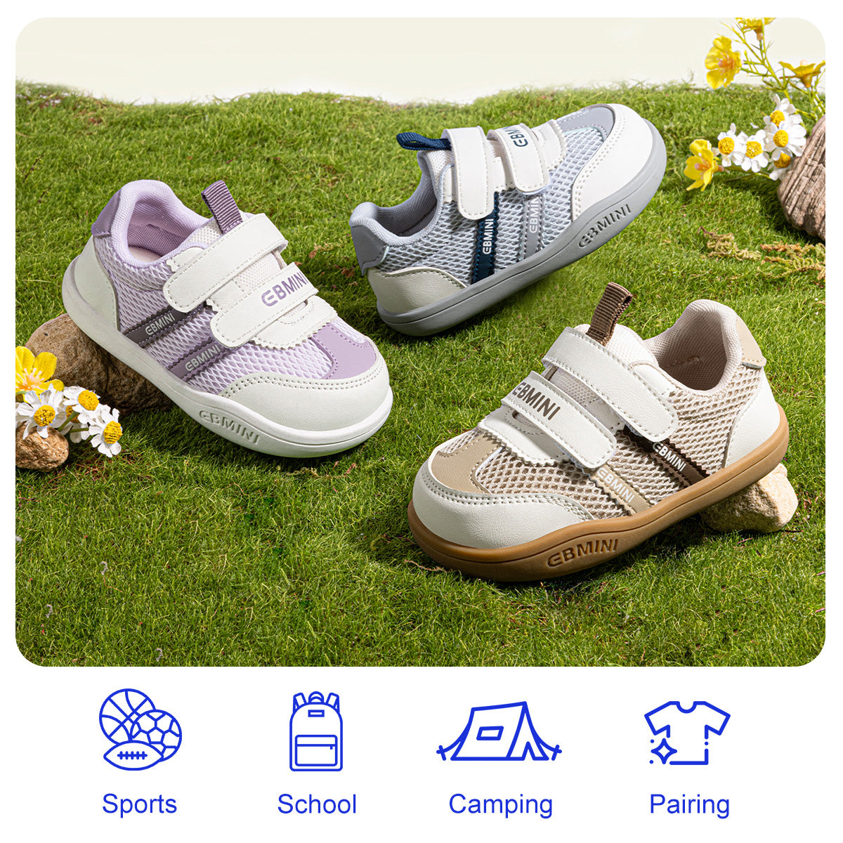 EBMINI DUEL minimalist court sneakers for everyday play