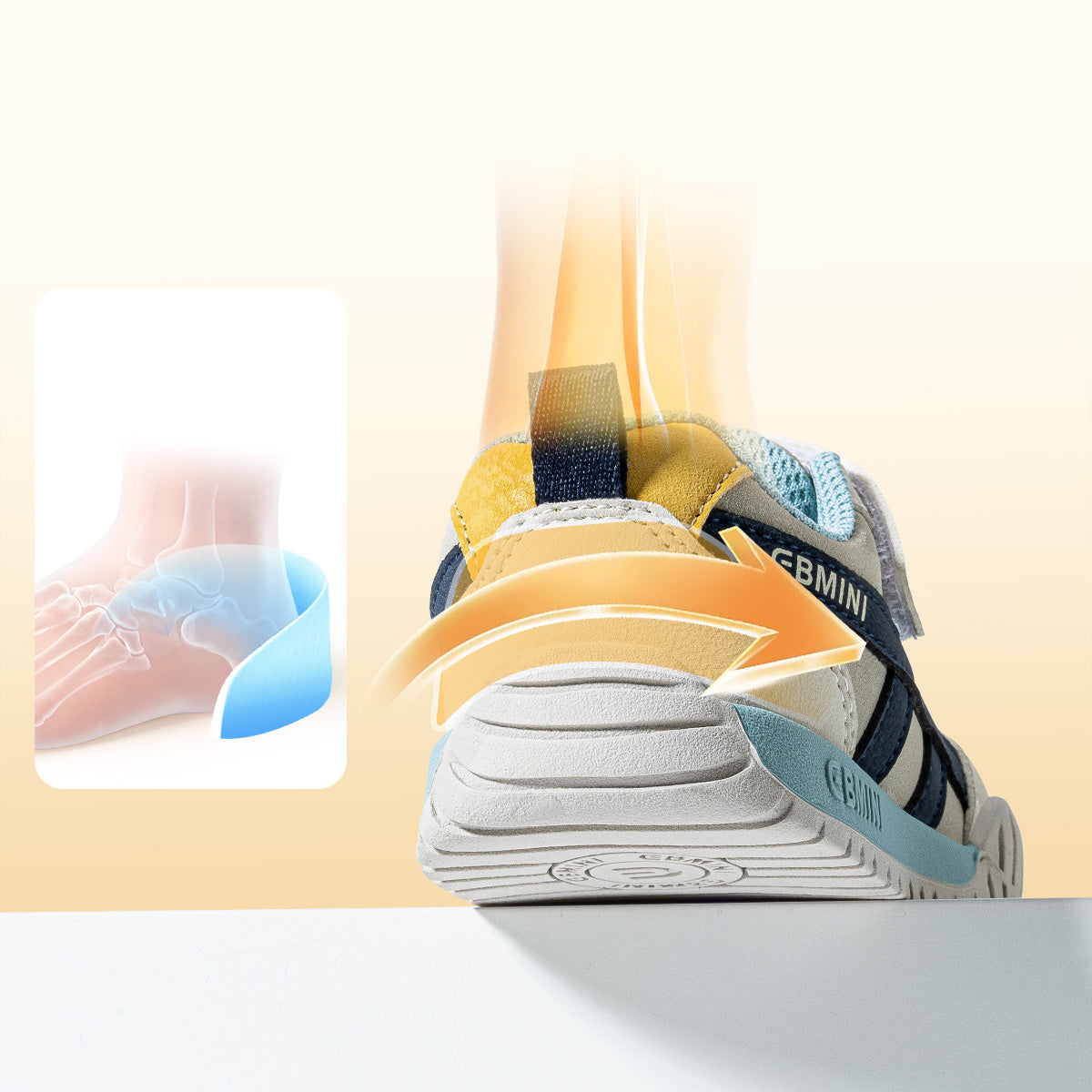 EBMINI DUO retro stripe barefoot toddler sneakers product view 9