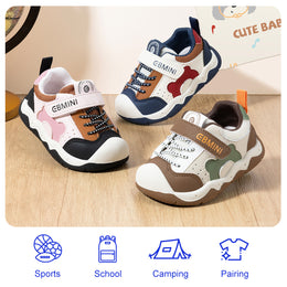 EBMINI E26C560 bear patch sneakers with elastic laces and adjustable strap