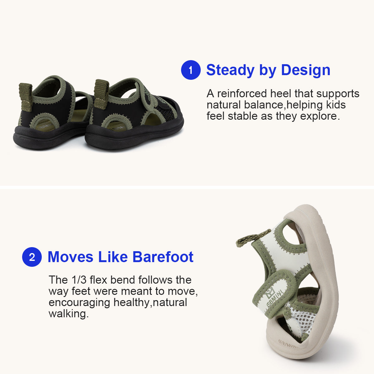 EBMINI FERN olive brown and beige sandals for outdoor wear