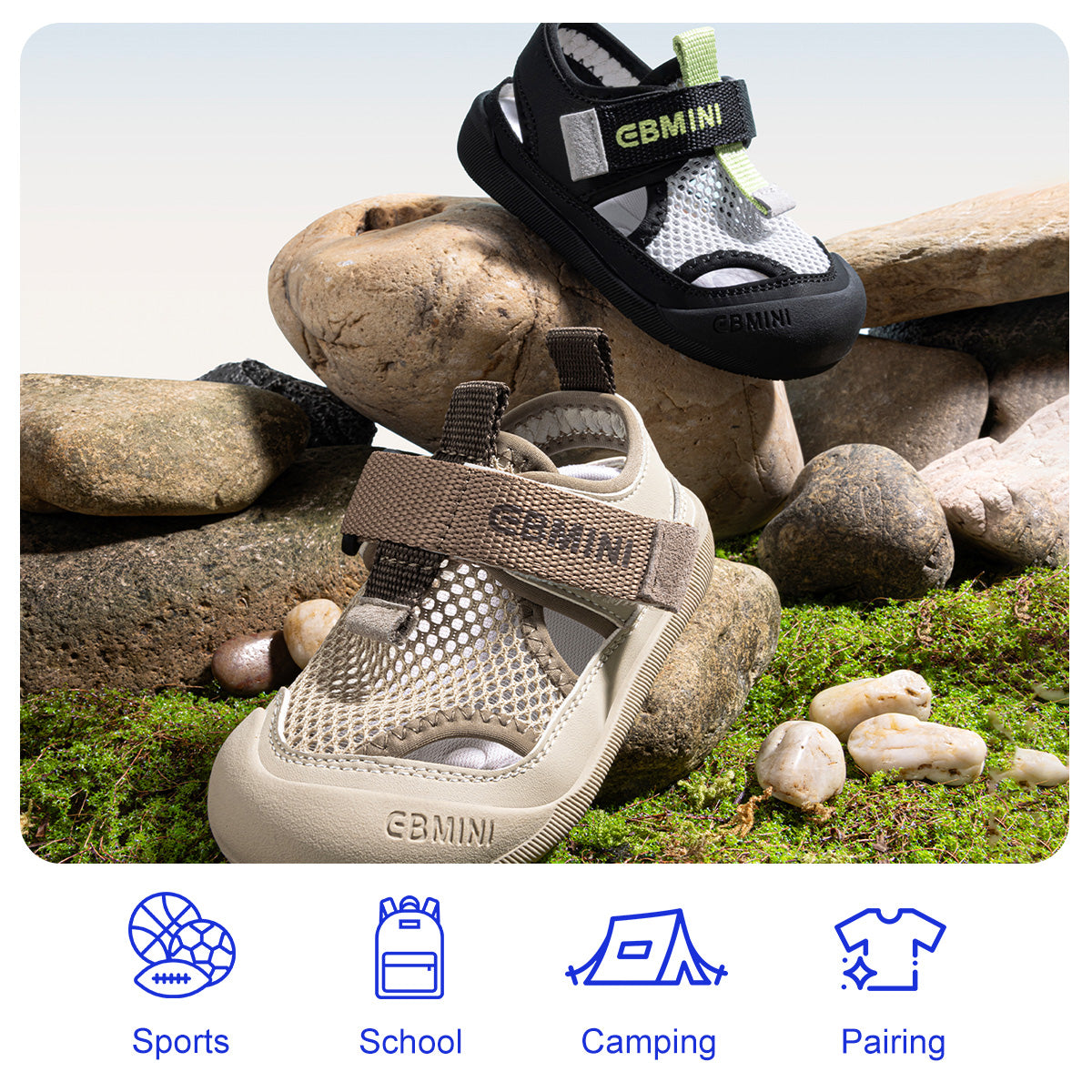 EBMINI FLARE breathable mesh sandals for active summer play