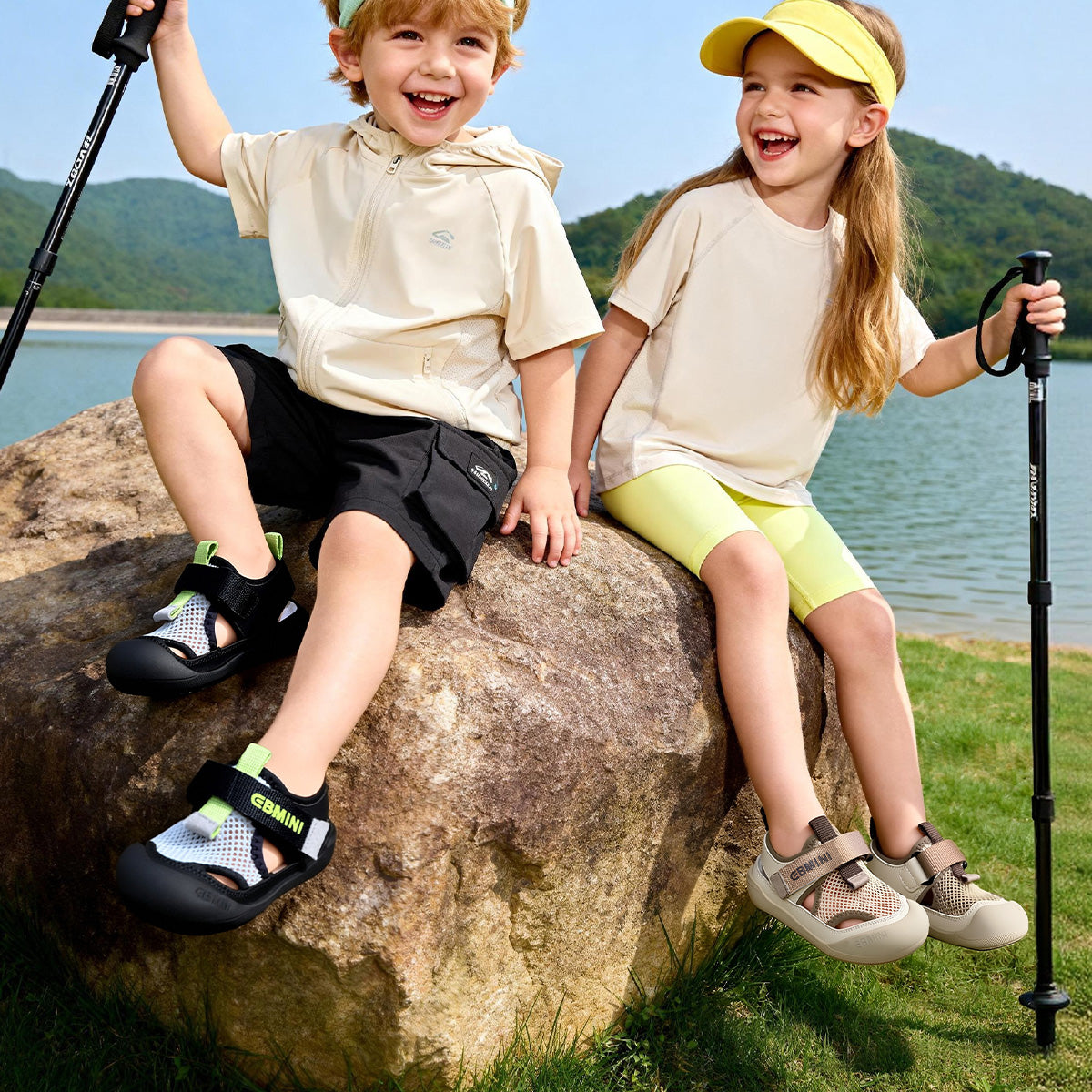 EBMINI FLARE easy-on sandals with a secure hook-and-loop strap