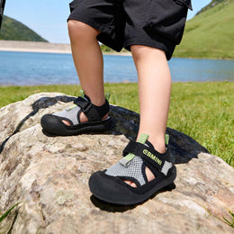 EBMINI FLARE black green and orange colorblock sandals