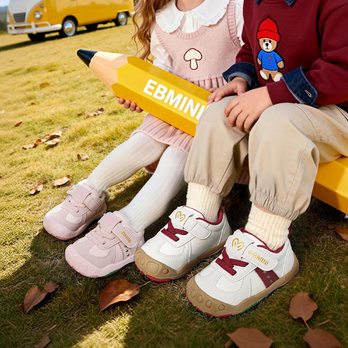 EBMINI FLEXI child wearing the sneakers during active playground play