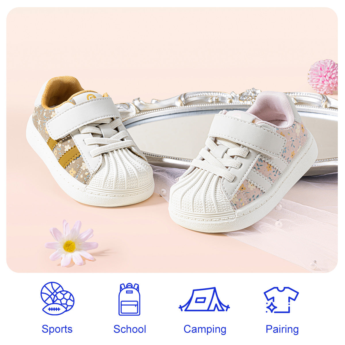 EBMINI FLORET padded heel support and flexible sole demonstration