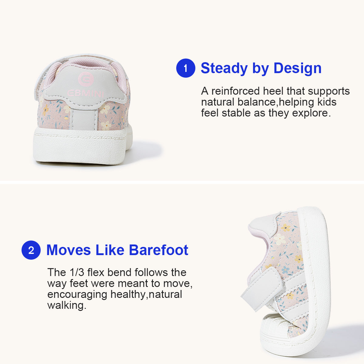 EBMINI FLORET breathable cushioning and lightweight insole features