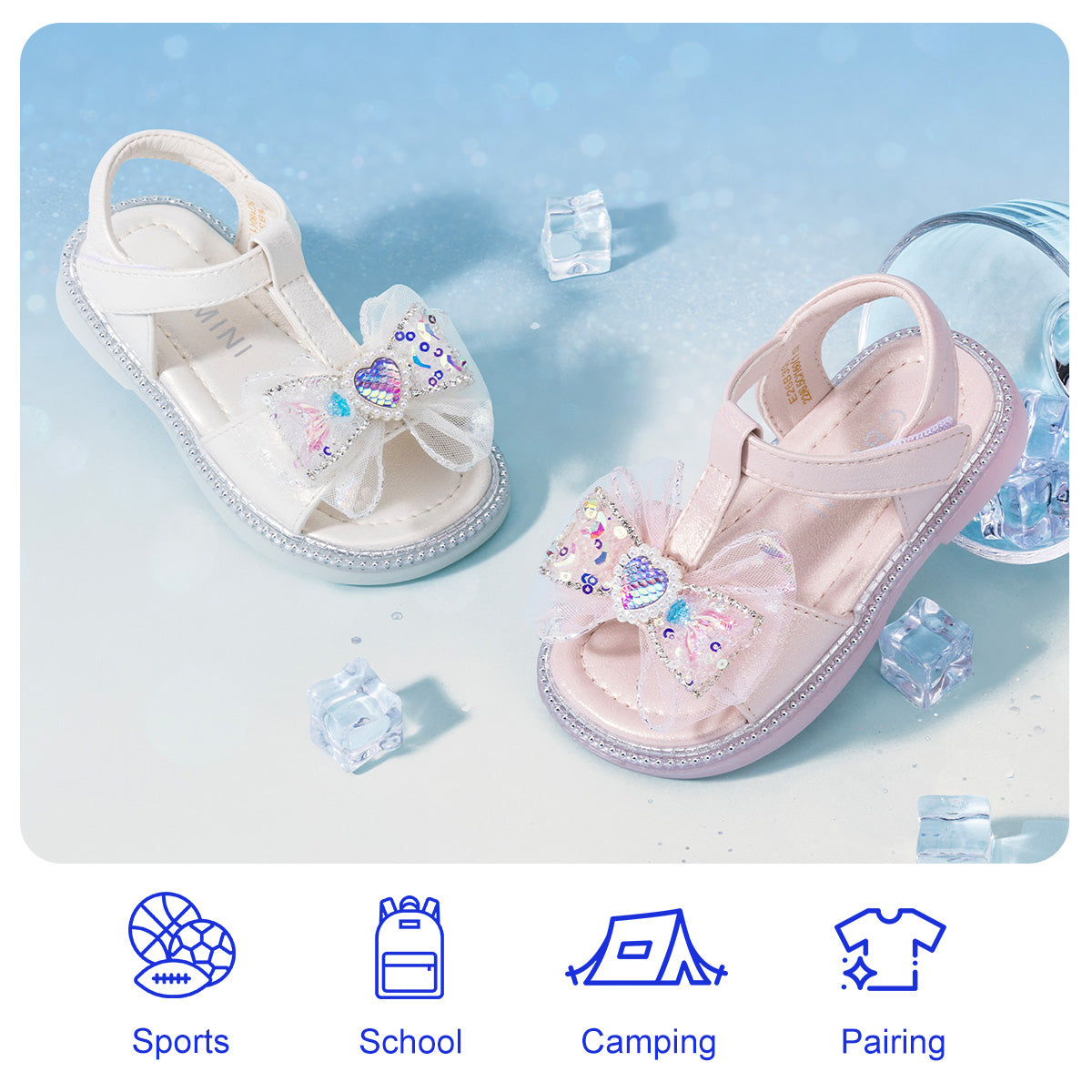 EBMINI GLAM sequin girls sandals for parties and celebrations