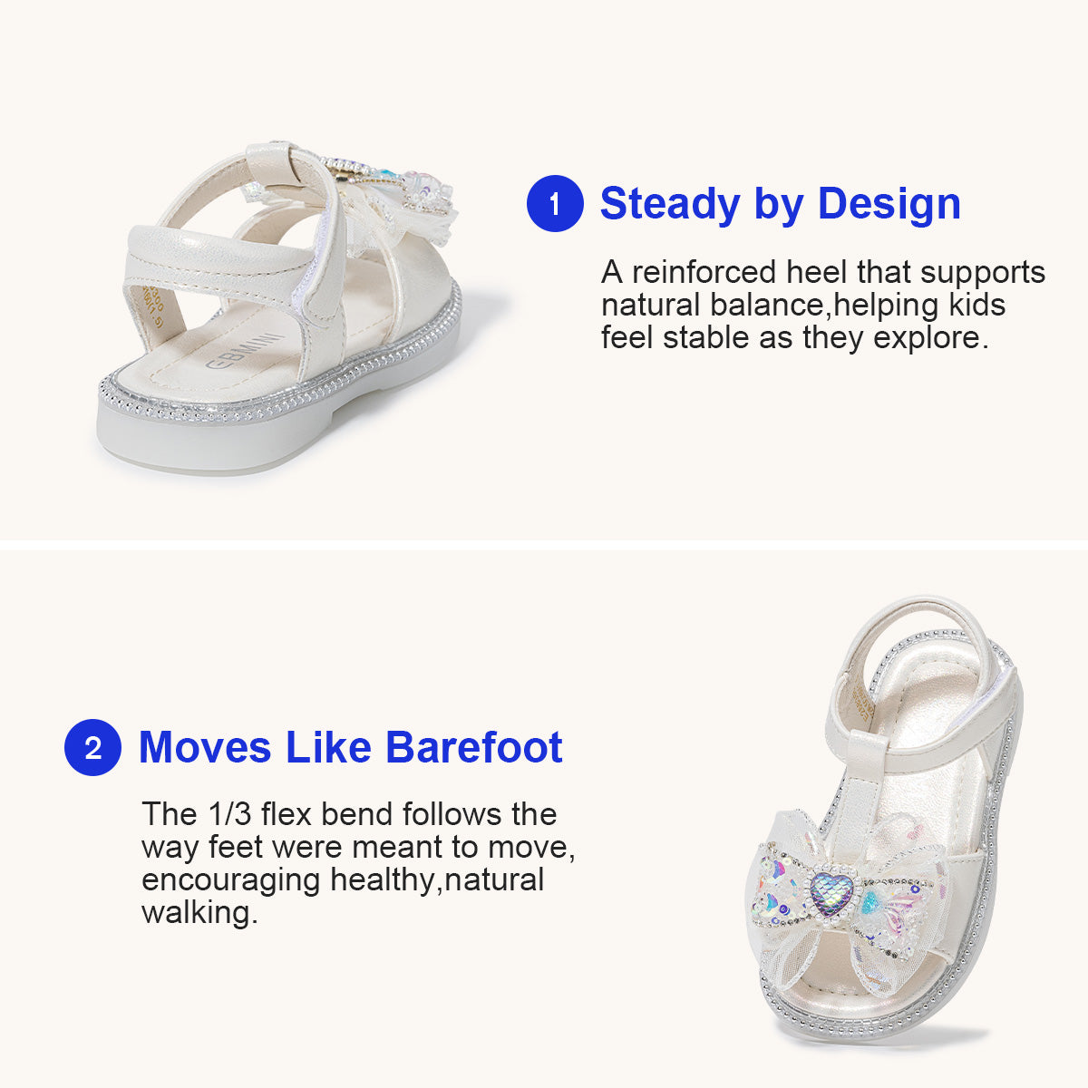 EBMINI GLAM non-slip dress sandals for active children