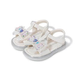 EBMINI GLAM barefoot toddler sandals with bow and rhinestone details