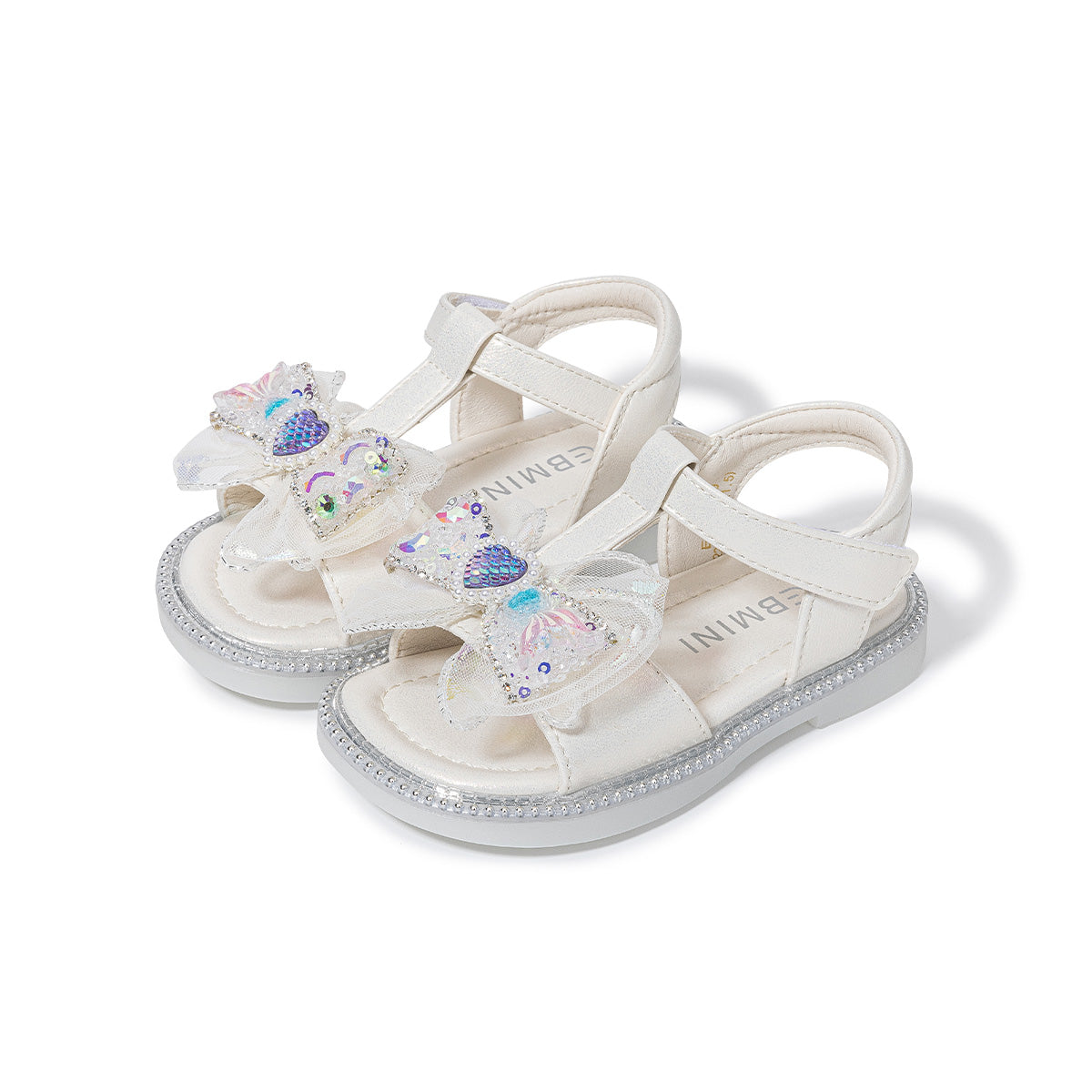 EBMINI GLAM barefoot toddler sandals with bow and rhinestone details