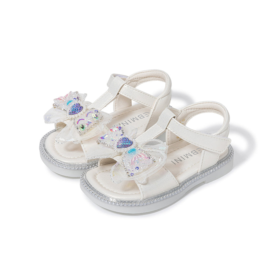 EBMINI GLAM barefoot toddler sandals with bow and rhinestone details