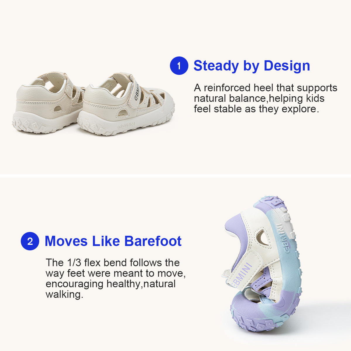 EBMINI GRID breathable sandals for active summer play