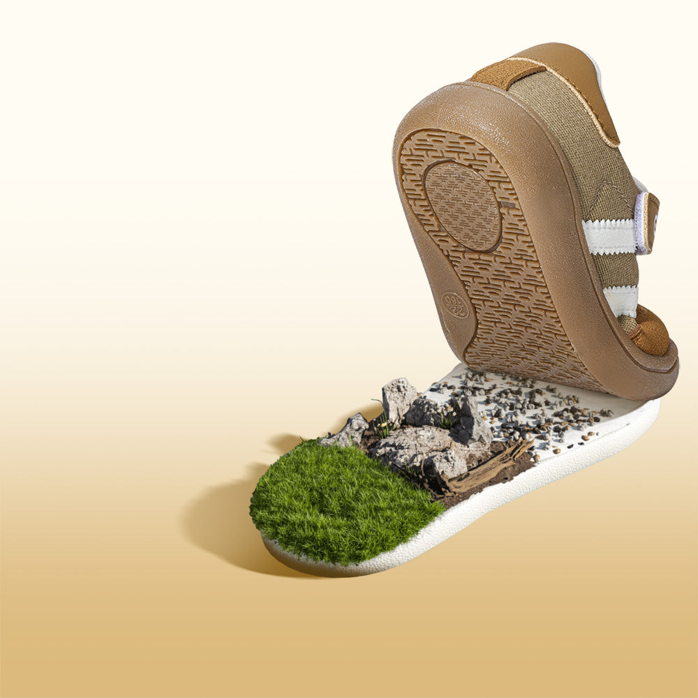 EBMINI GROOVE flexible gum outsole designed for natural movement