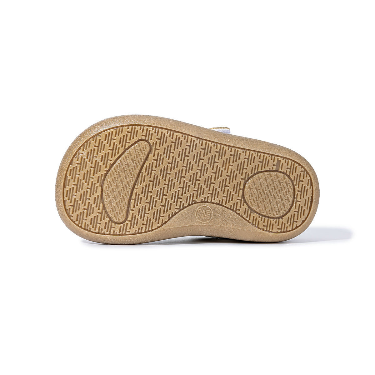 Bottom view of EBMINI GROOVE honeycomb-textured gum rubber outsole