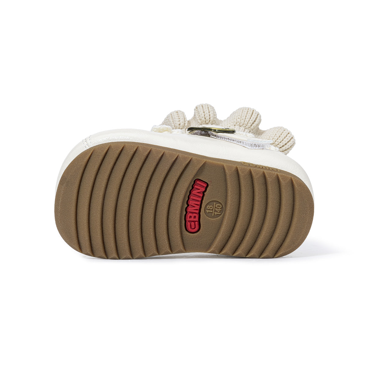 Cream EBMINI HEIRLOOM toddler boot outsole, bottom view