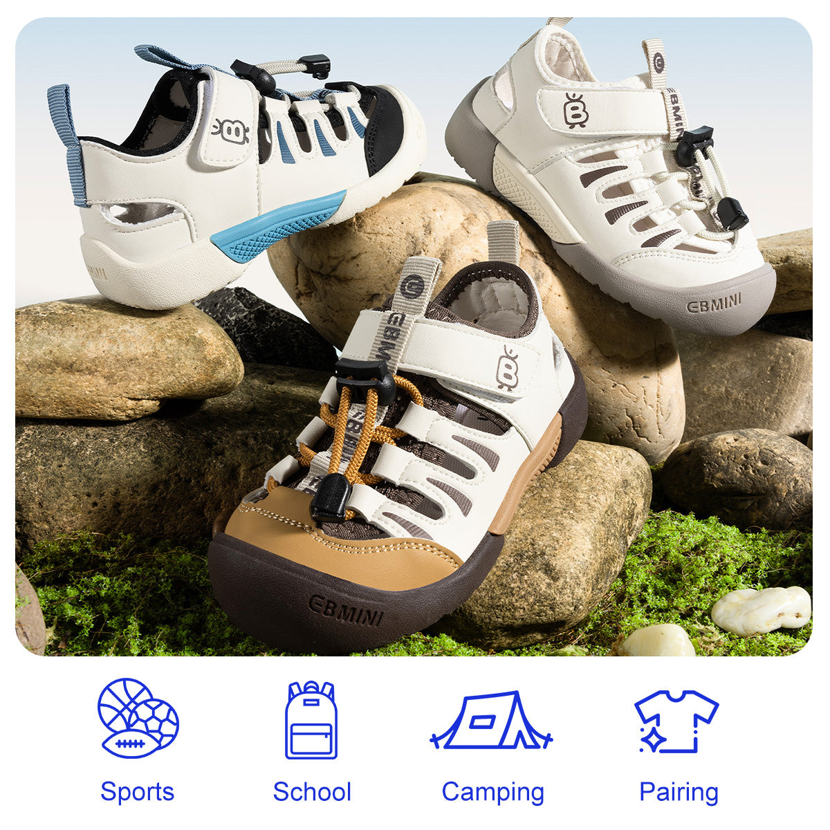 EBMINI HIKE blue white and yellow sport sandals