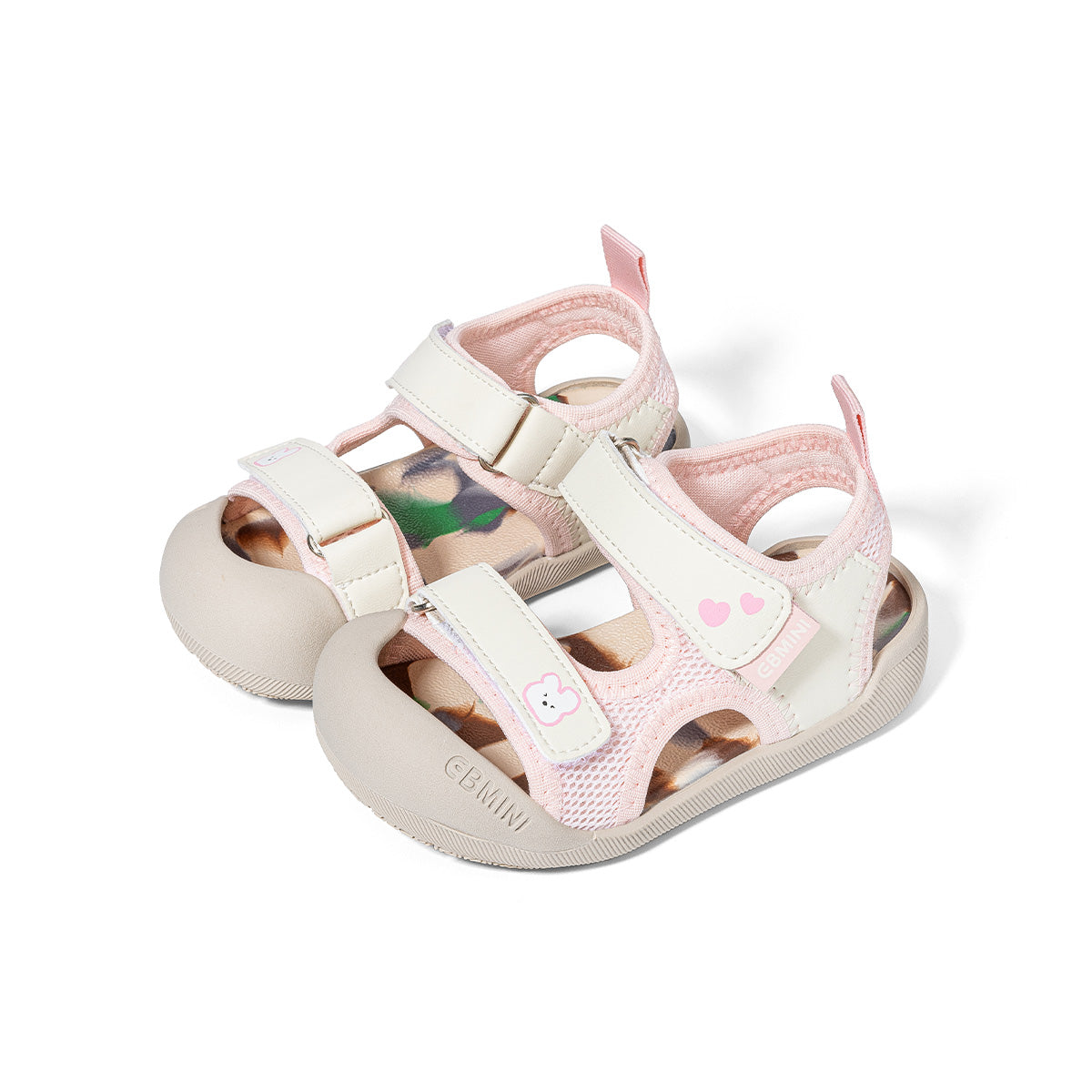 EBMINI KODA cartoon bear toddler sandals with paw-print details