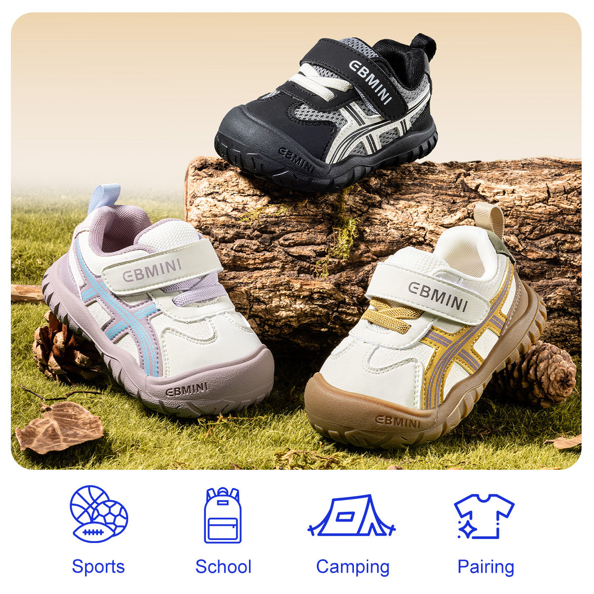 EBMINI LANE striped barefoot toddler sneakers product view 6