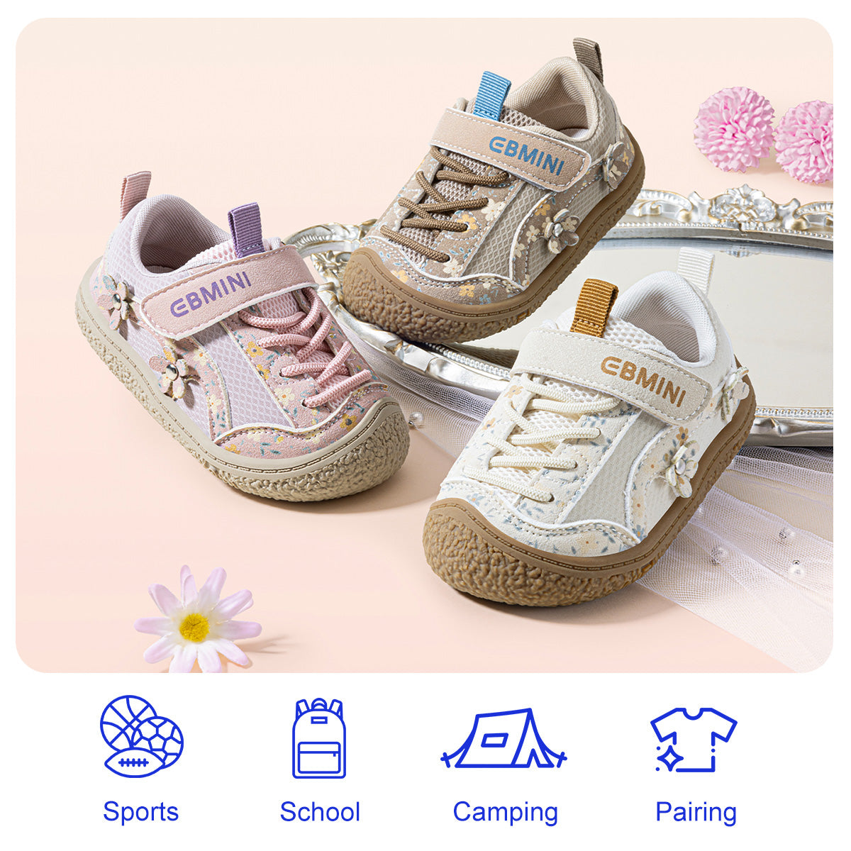 EBMINI MEADOW floral barefoot toddler sneakers product view 7