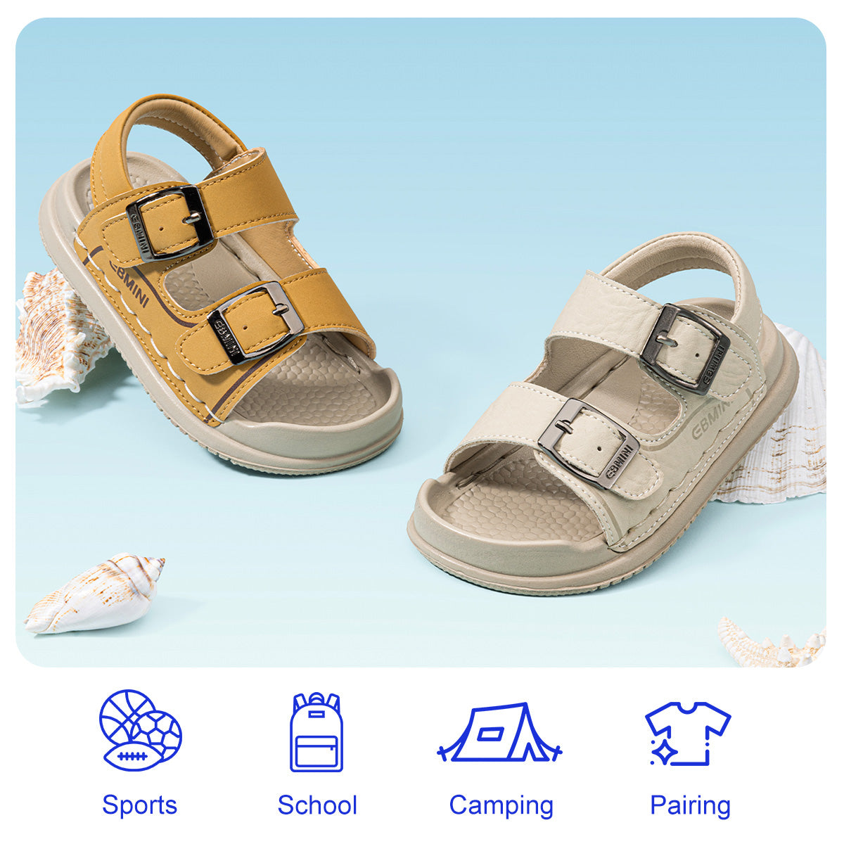 EBMINI MINI beige and yellow sandals for children