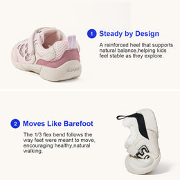 EBMINI MIRA lavender and pink barefoot sneakers for growing feet