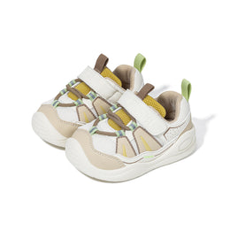 EBMINI NEON barefoot toddler sneakers with a bright green colorblock design