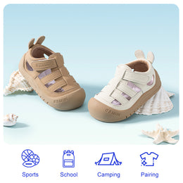 EBMINI NICO pink and white sandals with playful bunny details