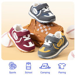 EBMINI PACE retro color block kids sneakers — heel detail
